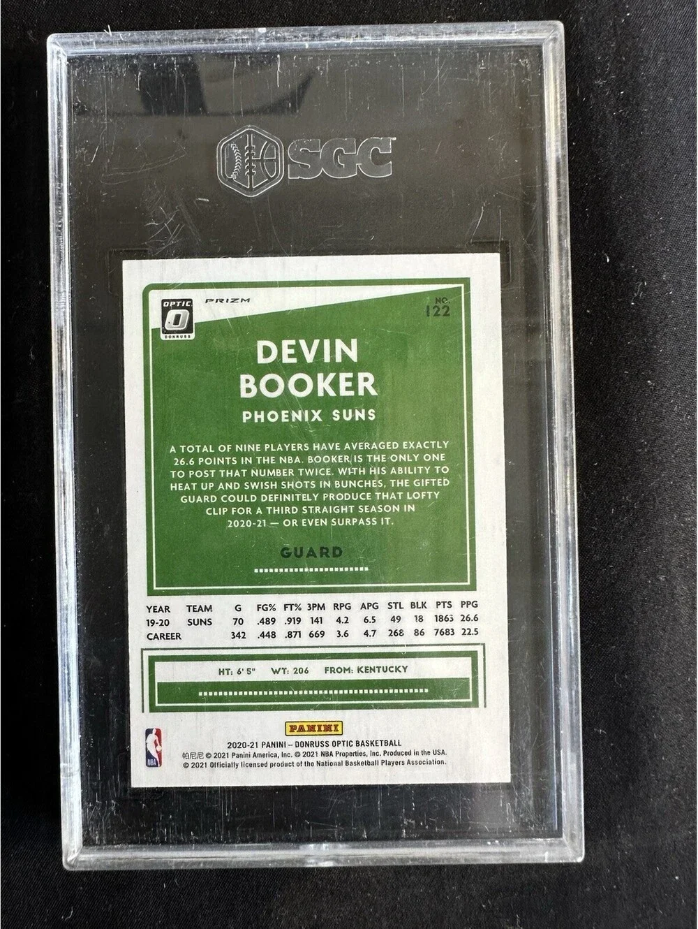 2020-21 Panini Donruss Optic Devin Booker #122 Pink Hyper Prizm SGC 9.5